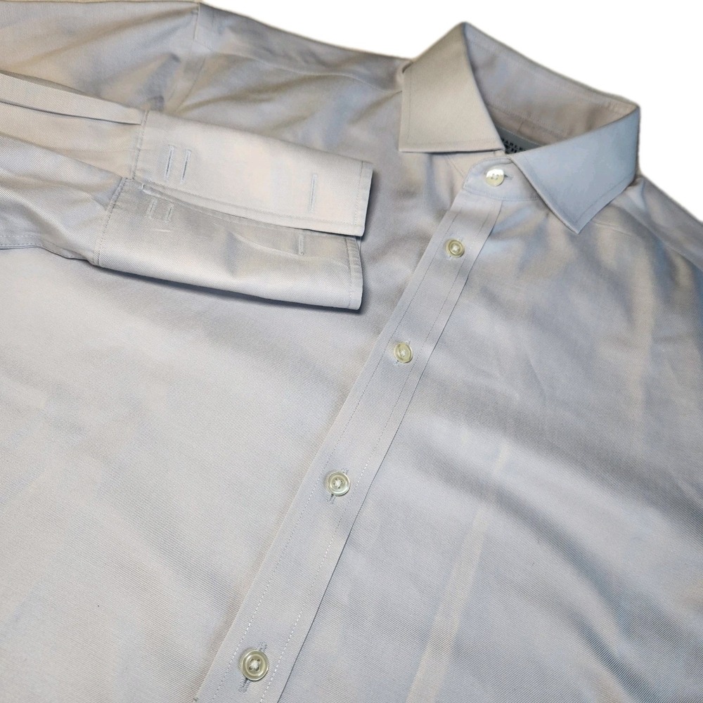 CHARLES TYRWHITT French Cuff Dress Shirt‎ Mens 16 36 Slim Solid Gray Non-Iron
